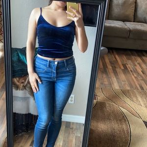 Favorite blue velvet crop top